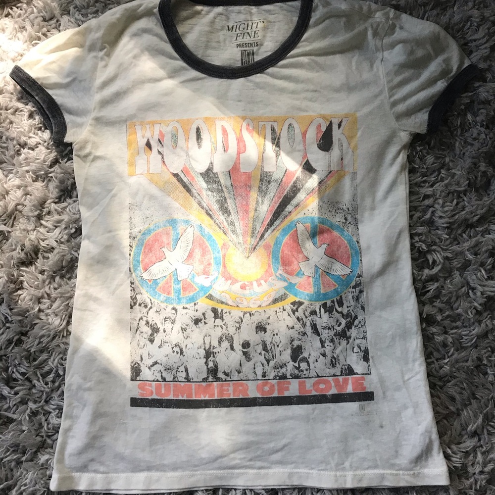 Woodstock Burnout Ringer Vintage Style Tee Shirt